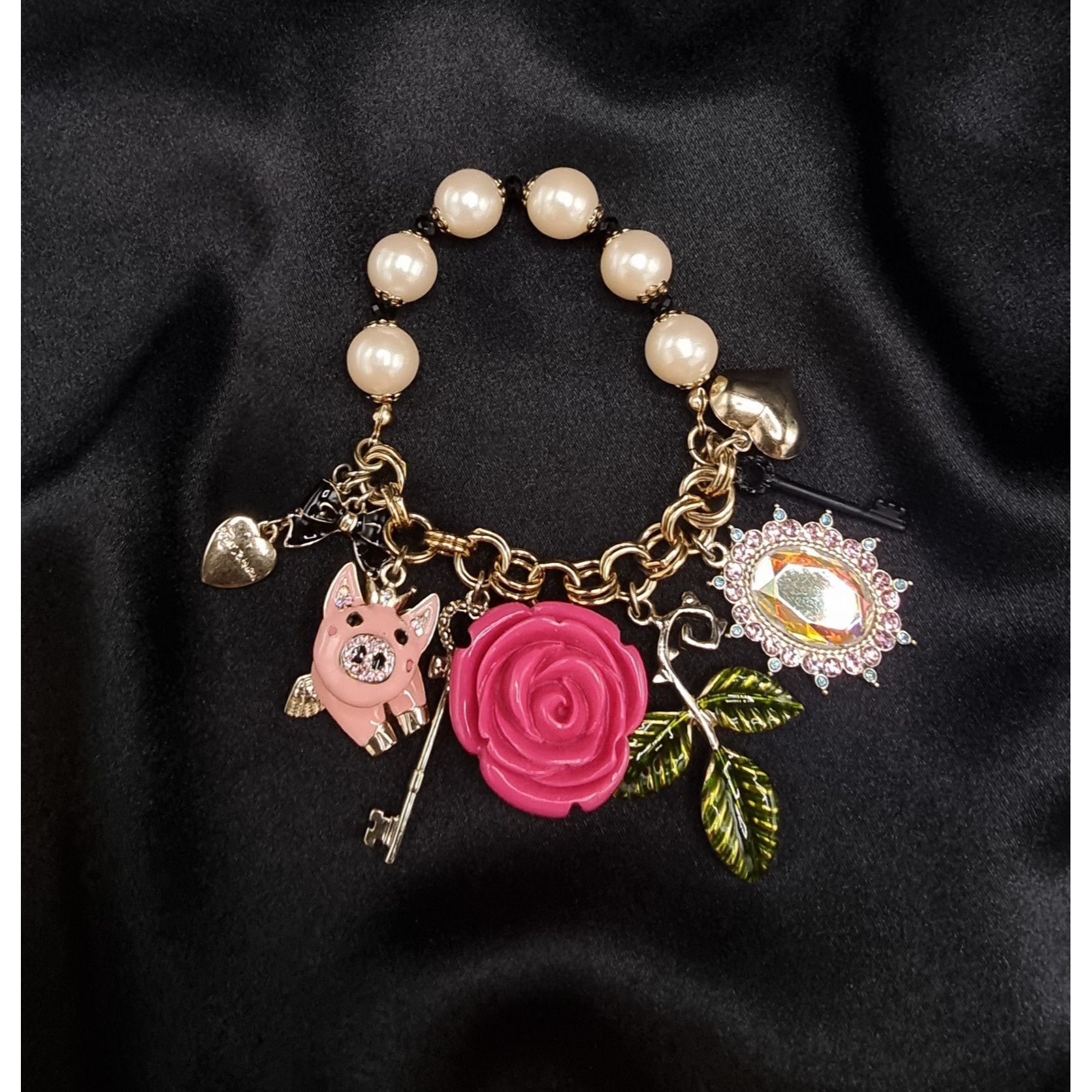 Betsey Johnson Rare Find Betsey Johnson Rare Charm Bracelet W/ Pearls Pink Size ONE SIZE - 3 Thumbnail