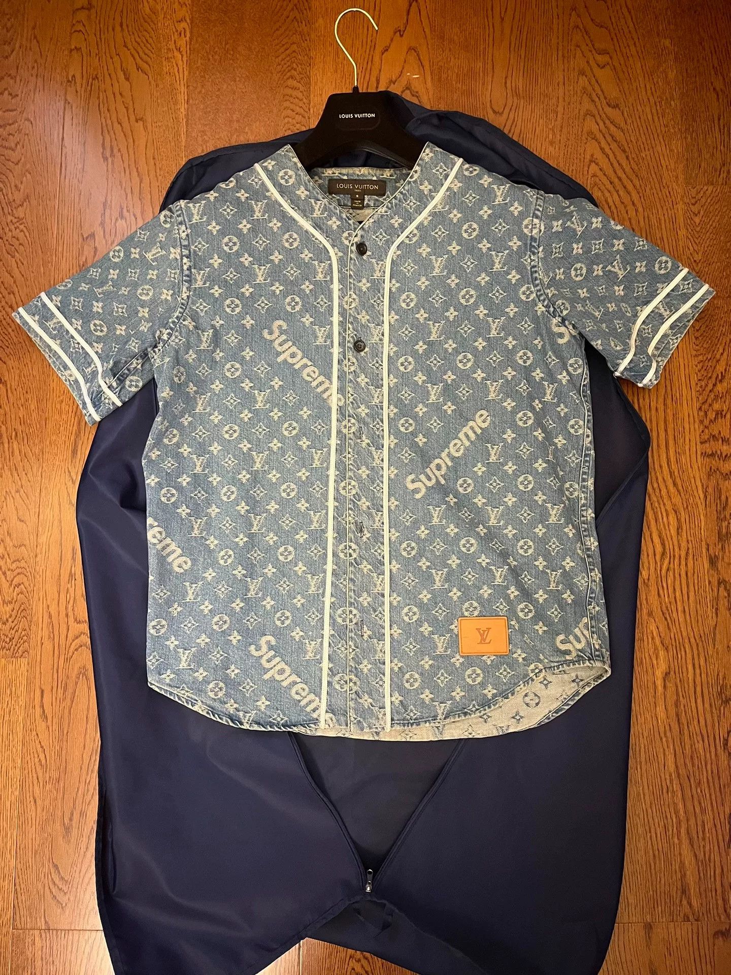 supreme blue baseball shirt size S