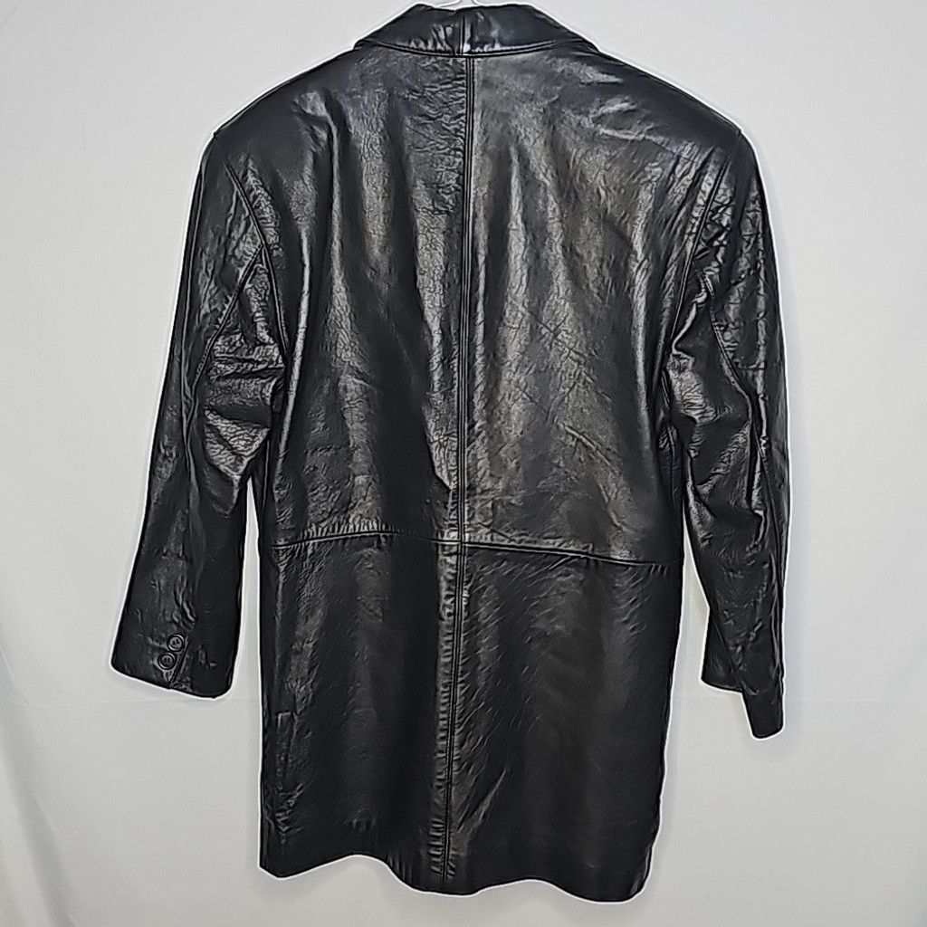 The Unbranded Brand Luis Alvear Vintage 100% leather long one button jacket sz S Size S / US 4 / IT 40 - 6 Thumbnail