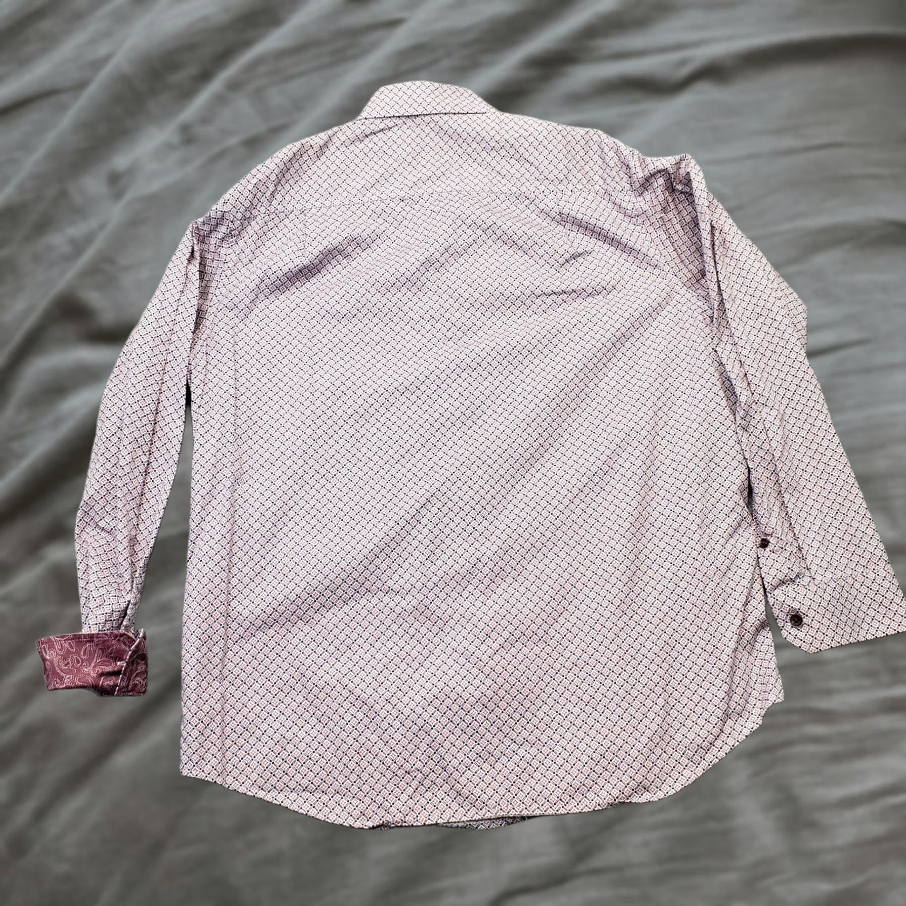 Tasso Elba Tasso Elba Dress Shirt Mens L Multi Geo Print Non-Iron Long Sleeve Button Up Size 42R - 1 Thumbnail
