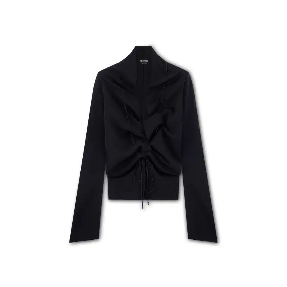 Tom Ford o1loc1c1124 TS2001 Ruched Stretch Viscose Top in Black Size XS / US 0-2 / IT 36-38 - 1 Thumbnail
