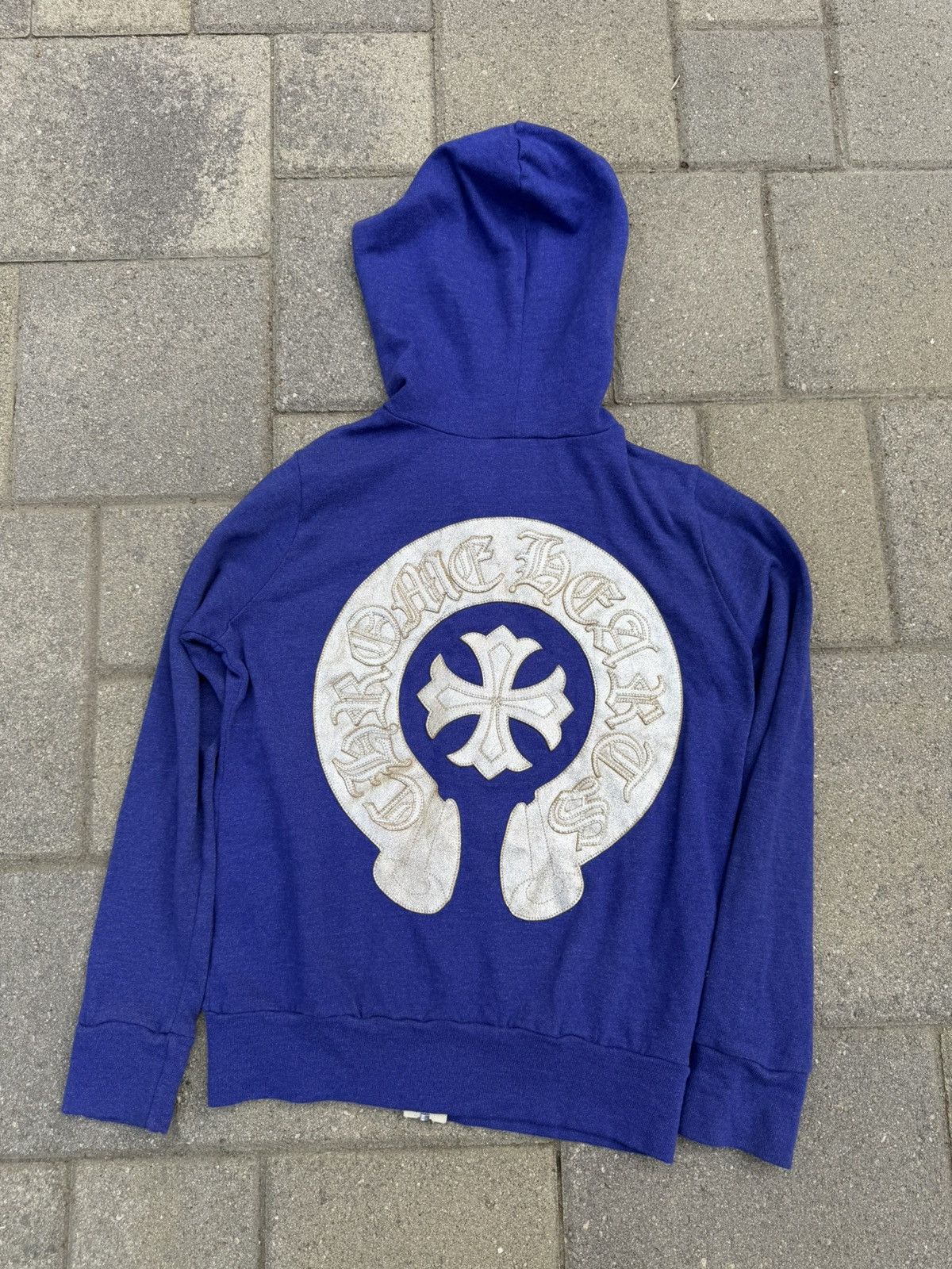 Chrome Hearts Leather Horseshoe Logo Spell Out Zip Up Hoodie