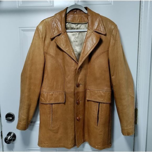Vintage Vintage 70's Mens Butter Soft Tan Leather Blazer M Size US M / EU 48-50 / 2 - 12 Thumbnail