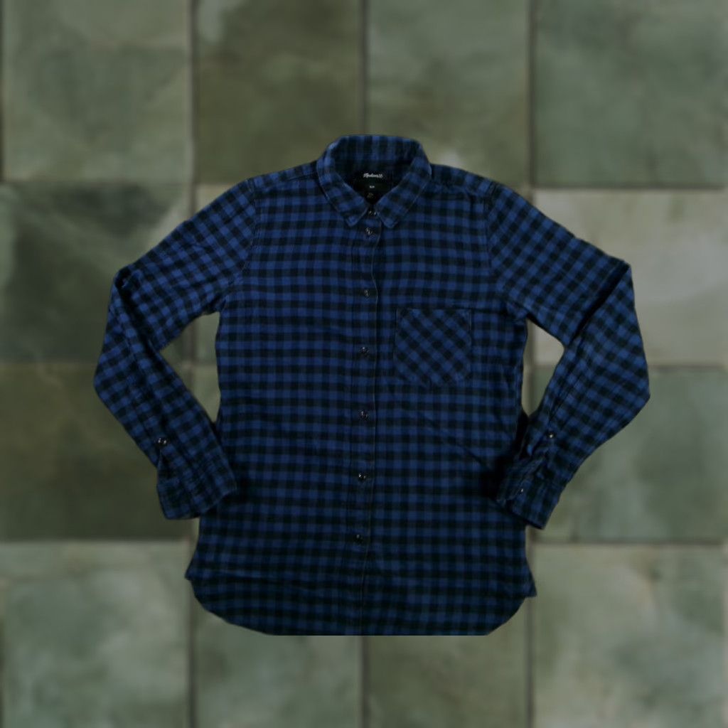 Madewell Madewell Button-Up Shirt Womens XXS Blue Black Plaid Flannel Slim Casual Long Sleeve Size XXS / US 00 / IT 34 - 1 Thumbnail