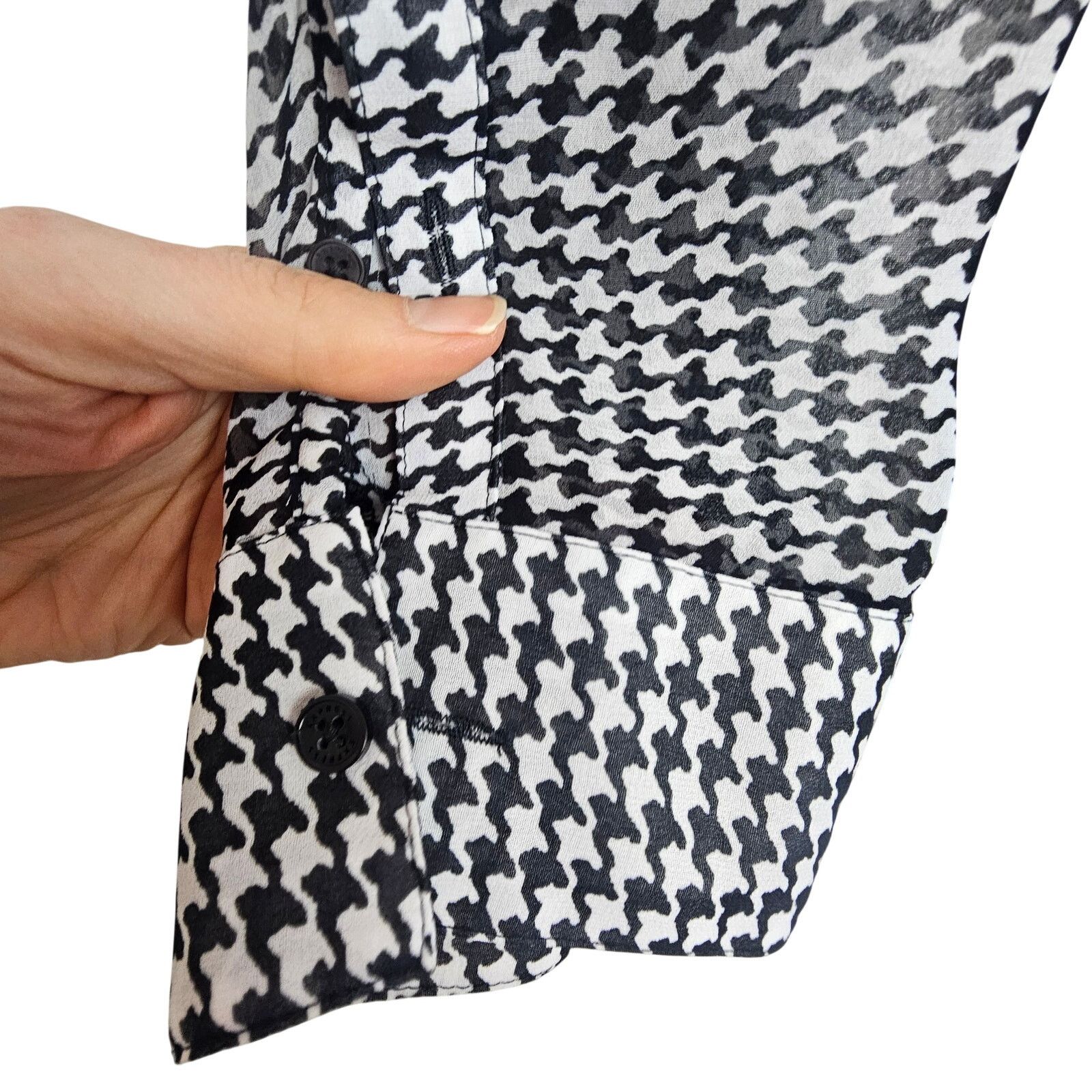 Express Express Women Houndstooth The Portofino Shirt M Sheer Career Size M / US 6-8 / IT 42-44 - 5 Thumbnail