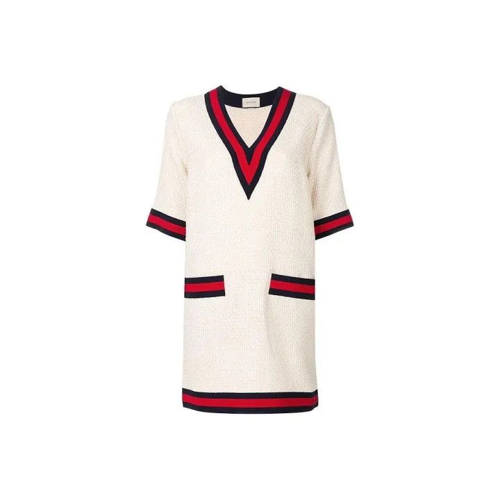 Gucci Gucci Striped V-Neck Short Sleeve Dress Size S / US 4 / IT 40 - 1 Thumbnail