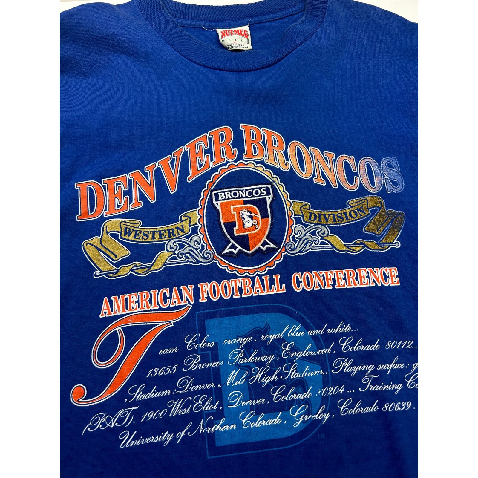 Nutmeg Vintage 90s Denver Broncos NFL Nutmeg T Shirt Size XL Size US XL / EU 56 / 4 - 5 Thumbnail