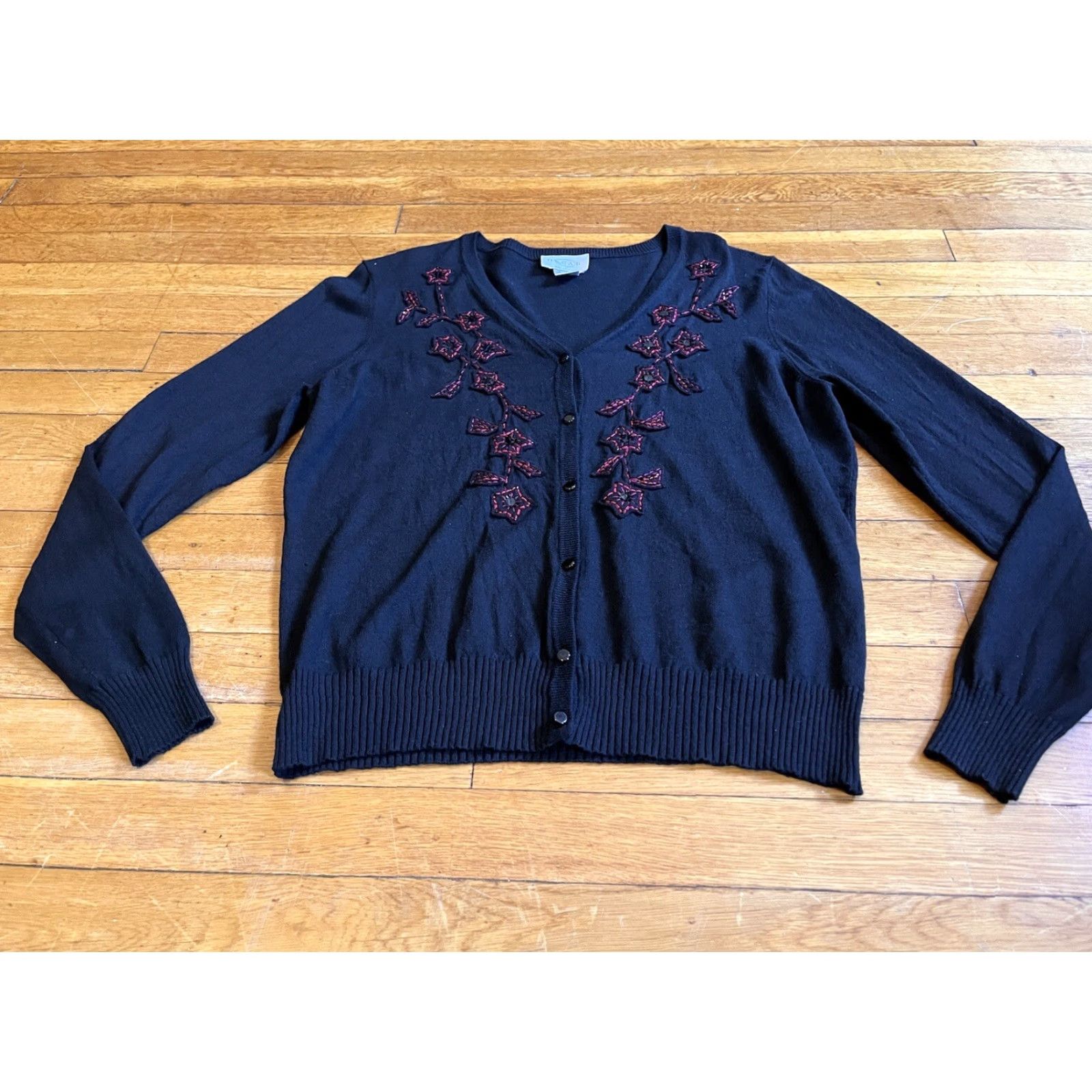 Oscar De La Renta VINTAGE Oscar de la Renta Cardigan Sweater Women’s Medium Black Size M / US 6-8 / IT 42-44 - 2 Thumbnail