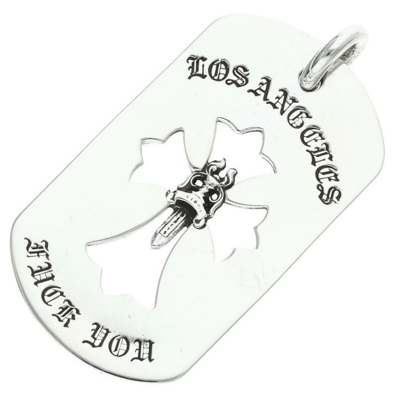 CHROME HEARTS CUT OUT CROSS DAGGER LA FUCK YOU DOG TAG