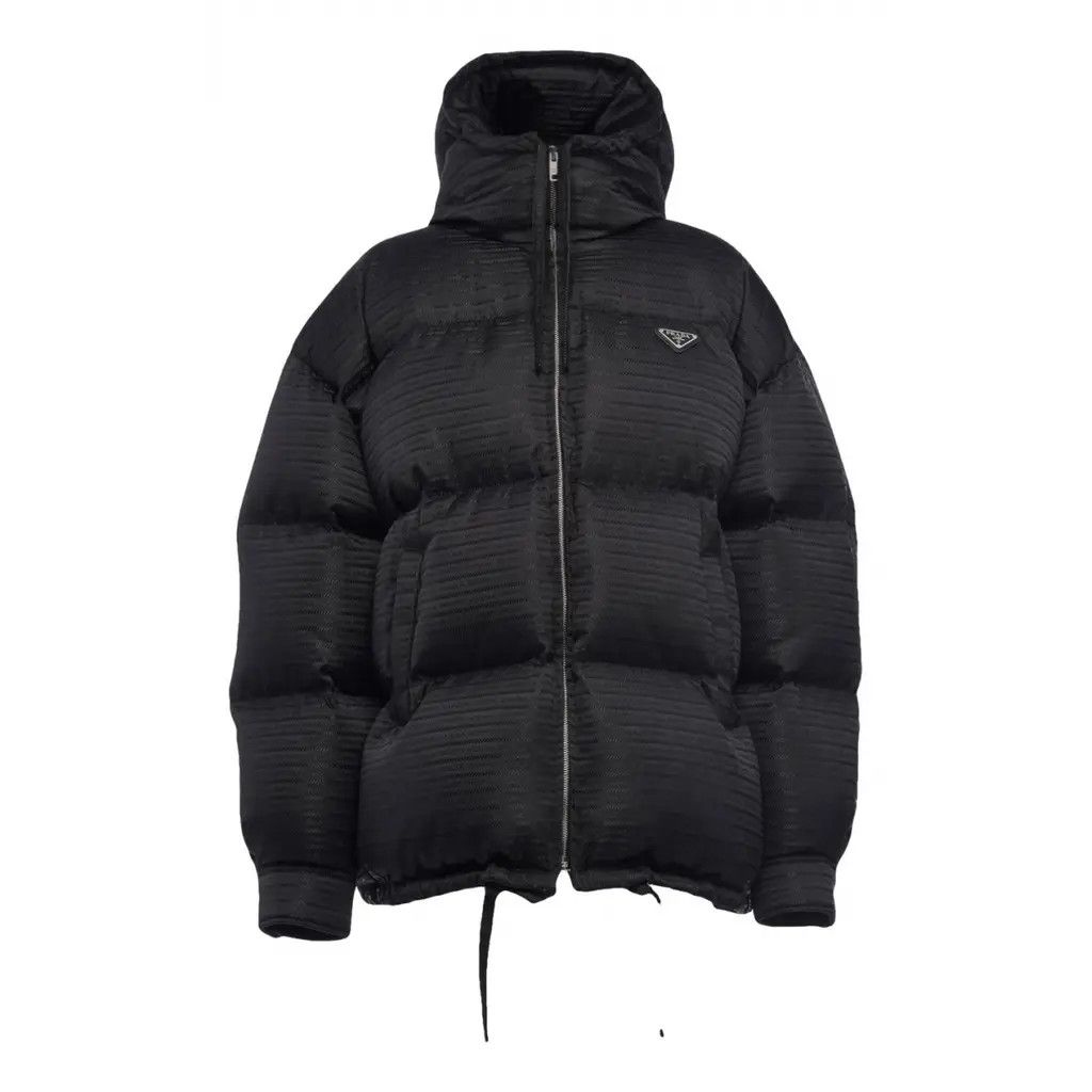 Prada o1mt1gz0925 Logo-Jacquard Hooded Re-Nylon Down Jacket Black Size M / US 6-8 / IT 42-44 - 1 Thumbnail