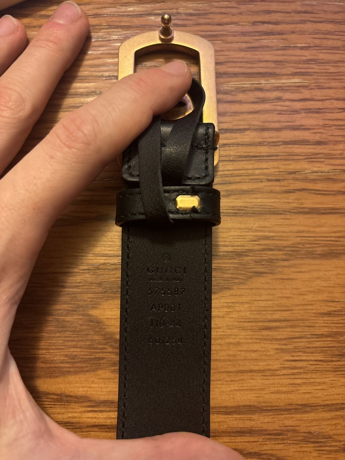 Gucci Gucci Gold/Black GG Marmont Leather Belt Size 44 - 4 Thumbnail
