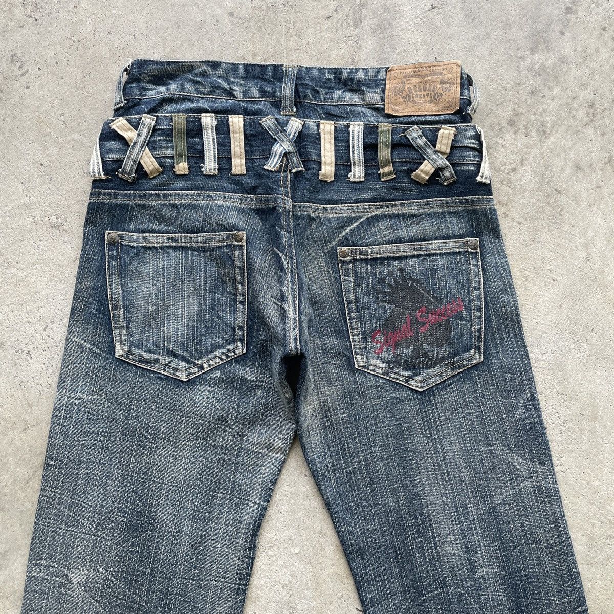 Japanese Brand Rare💥 Vintage Japanese Double Waist Jeans Patch Faded Pants Size US 31 - 10 Thumbnail