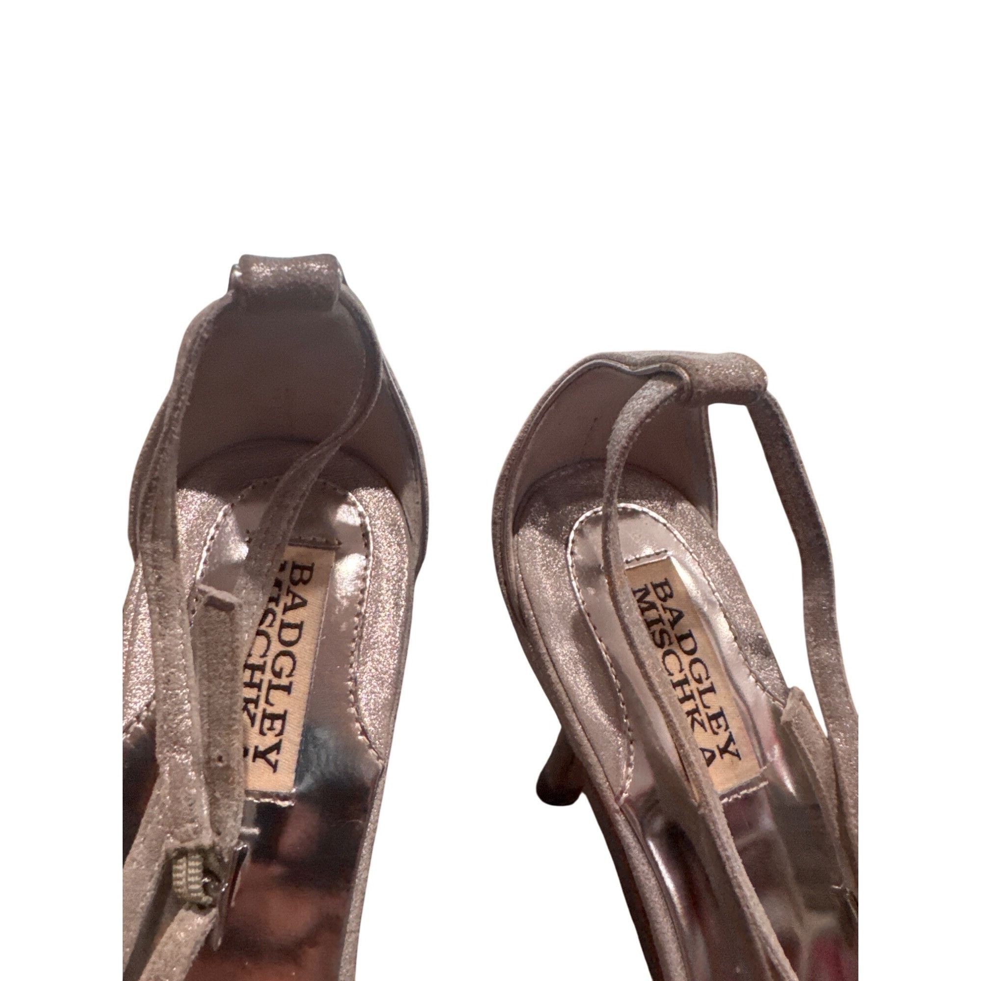 Badgley Mischka Badgley Mischka Strappy Silver Heels 8.5M SKU 9007 Size US 8.5 / IT 38.5 - 8 Thumbnail