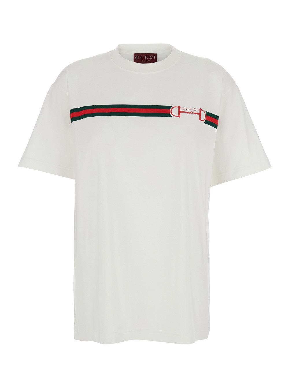 Gucci White Crew Neck T-Shirt with Logo Print on Front in Cotton Women Size M / US 6-8 / IT 42-44 - 1 Thumbnail