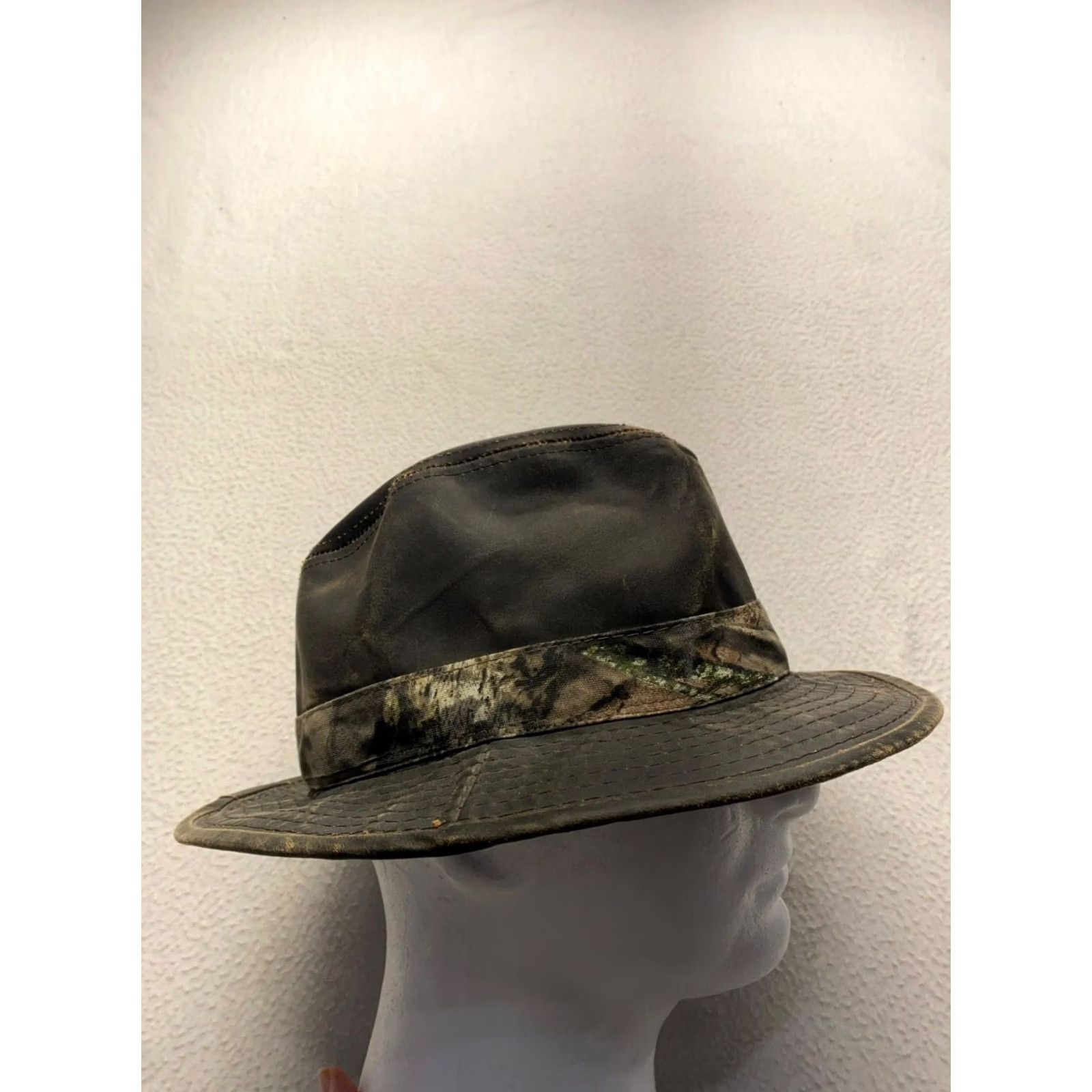 Vintage Mossy Oak Mens Camouflage Wide Brim Outdoor Hat Fedora Small/Medium Black Outdoors Signatures Mens Size ONE SIZE - 4 Thumbnail
