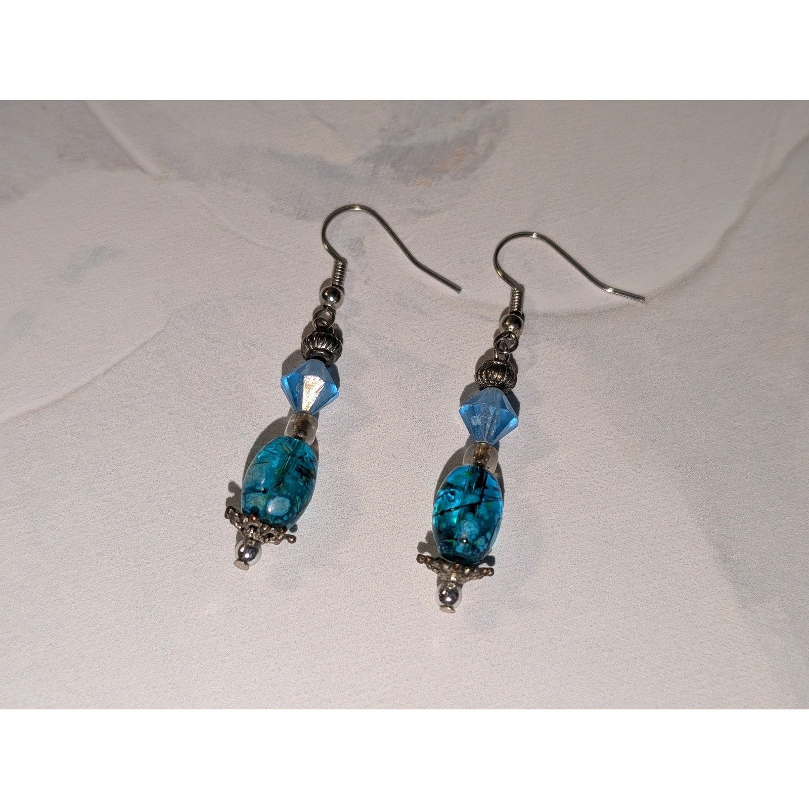 Vintage VTG 1980s Boho Style Silver-Tone Turquoise Dangle Earrings Size ONE SIZE - 1 Thumbnail