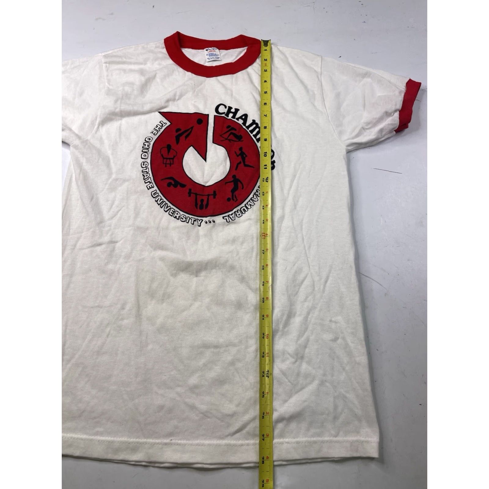 Champion VINTAGE Champion Ringer T Shirt Large USA The Ohio State University Shirt Mens White 60s 70s 80s College University Ohio Size US L / EU 52-54 / 3 - 4 Thumbnail