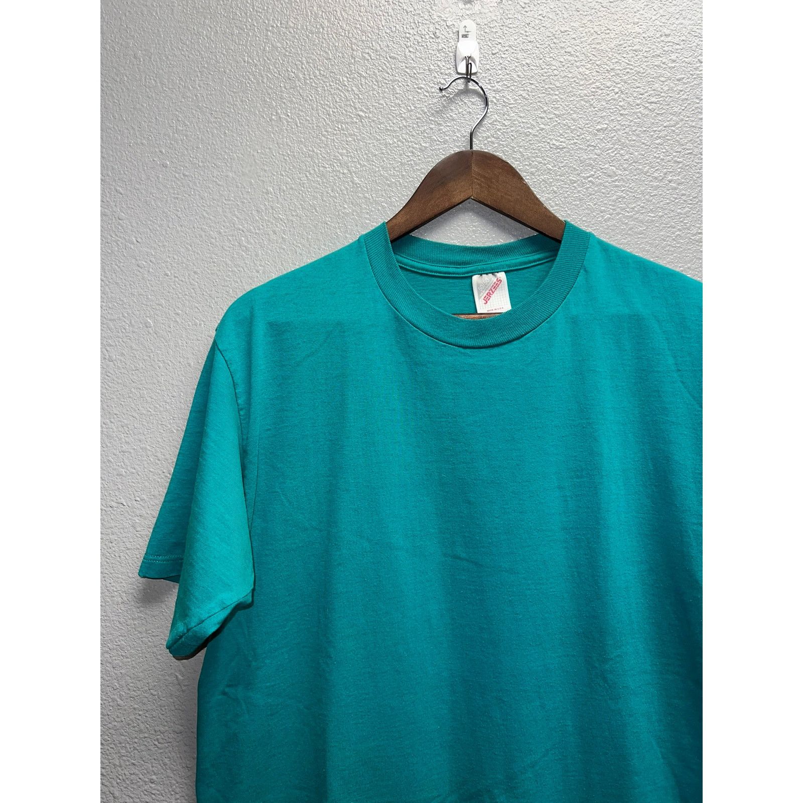 Jerzees Vintage Green Blank Shirt Jerzees 50/50 Teal USA 90s Large Size US L / EU 52-54 / 3 - 3 Thumbnail