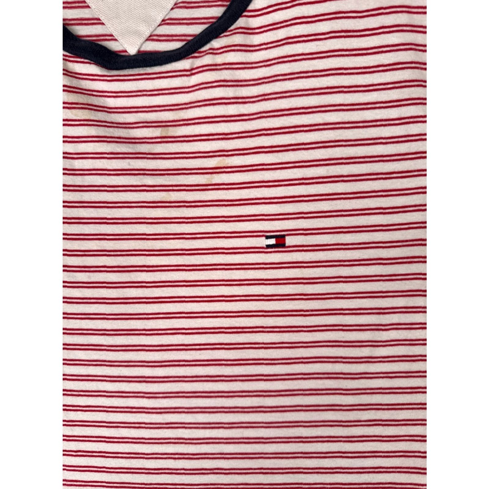 Tommy Hilfiger Tommy Hilfiger Shirt Adult Medium Red Stripe Short Sleeve Crew 100% Cotton READ Size US M / EU 48-50 / 2 - 6 Thumbnail