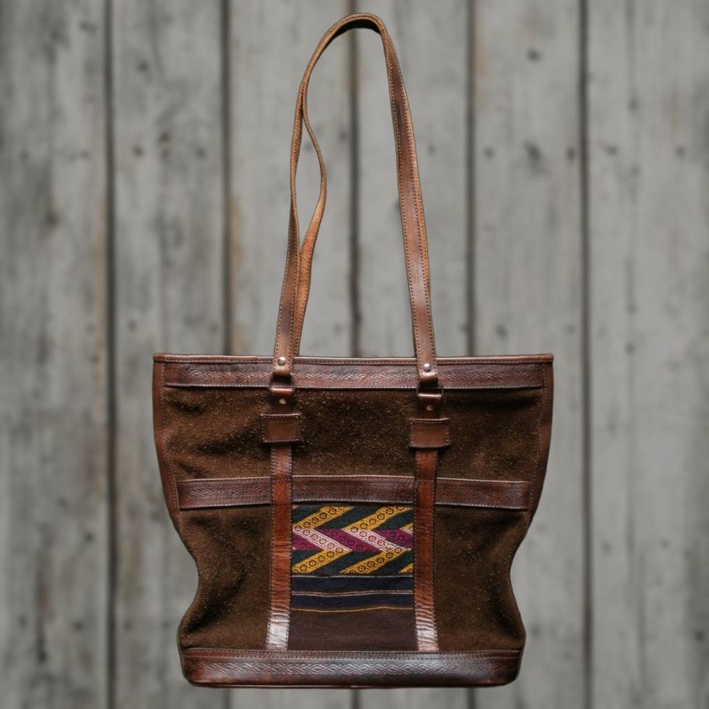 Vintage VINTAGE Bolivian Suede, Tooled Leather & Tapestry Slim Shoulder Tote Bag Size ONE SIZE - 1 Thumbnail