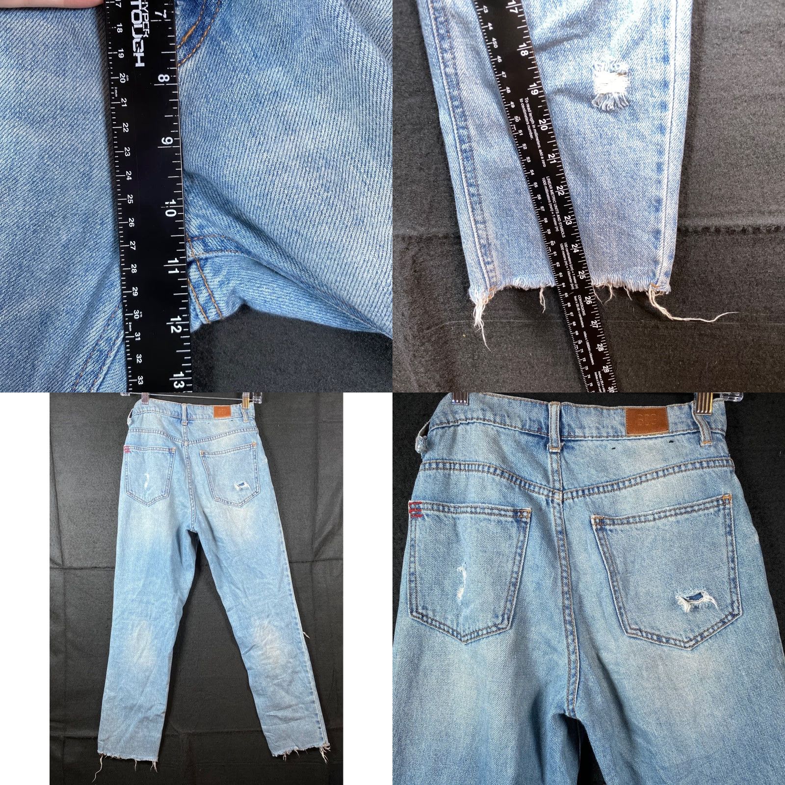 Bdg BDG Womens Jeans Blue Denim Button Fly High Rise Slim Straight Distressed 25 Size 42" / US 20 - 8 Thumbnail