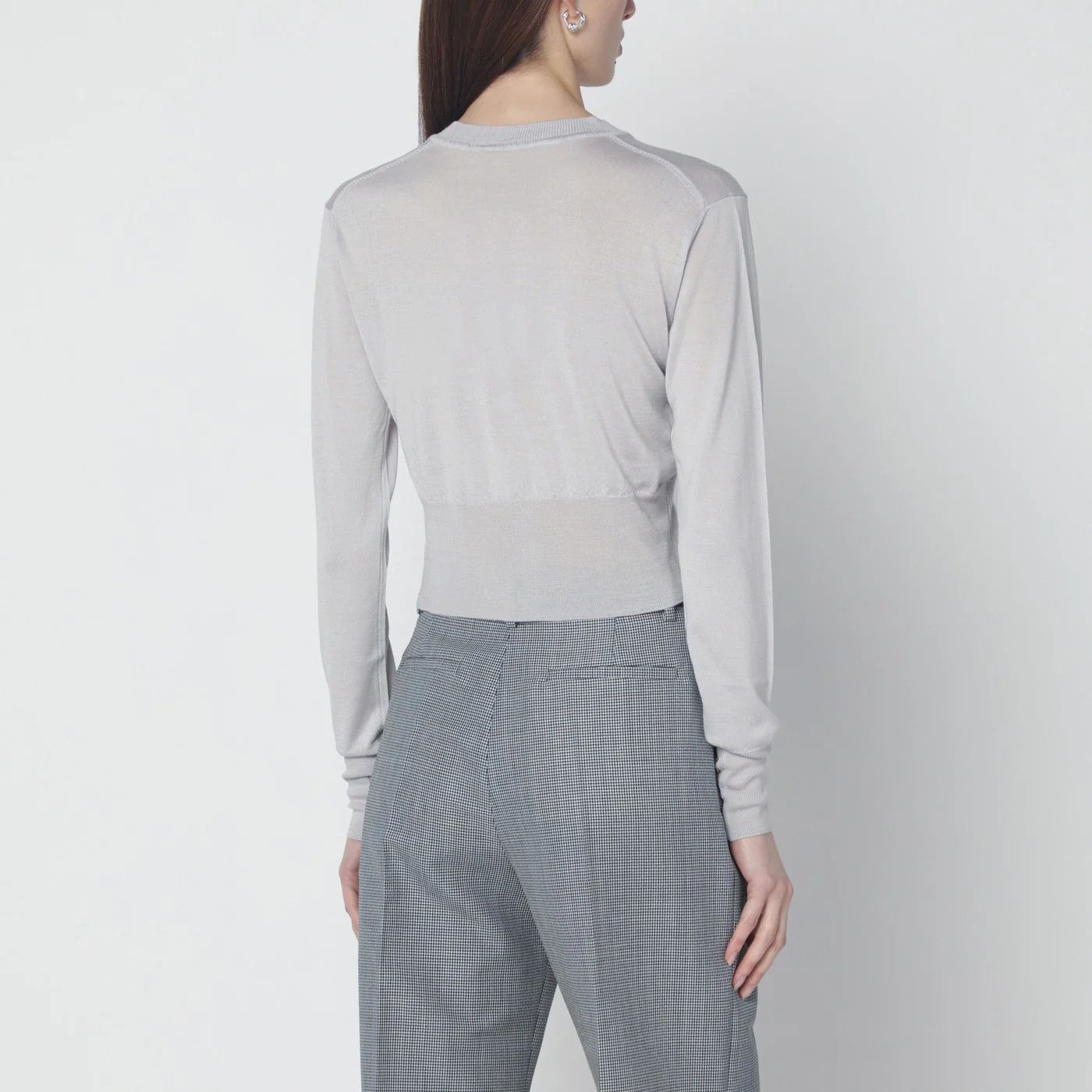 Vivienne Westwood o1d2blof0526 Cropped Wool And Silk Cardigan in Light Grey Size XS / US 0-2 / IT 36-38 - 3 Thumbnail