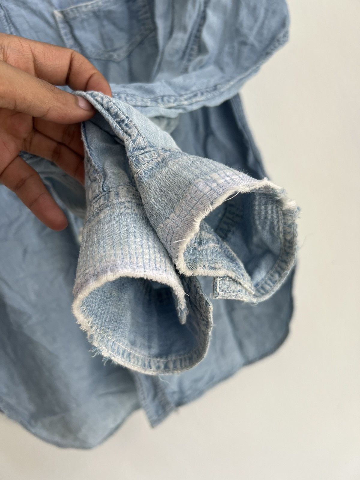 Post Overalls Vintage Post O'all 🇺🇸 Made Distressed Wash Denim Shirt Jacket Size US L / EU 52-54 / 3 - 7 Thumbnail