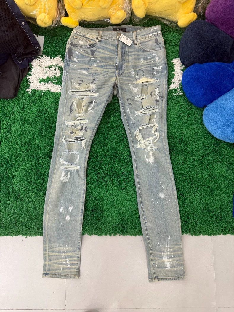 Other Amiri Blue Destroyed Ink Blue Diamond Bottom Board Jeans Size US 34 / EU 50 - 5 Thumbnail