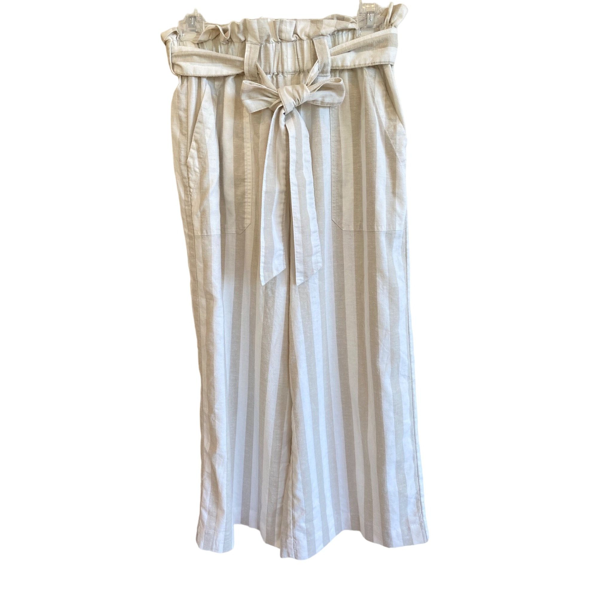 Marine Layer Marine Layer Caroline Pant Tan/White Stripe Small Wide Leg C Size 28" / US 6 / IT 42 - 2 Thumbnail