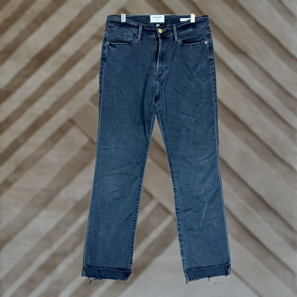 Frame Frame Jeans Black Denim Mid Rise Le High Straight Stretch 30 Women’s Size 30" / US 8 / IT 44 - 1 Thumbnail