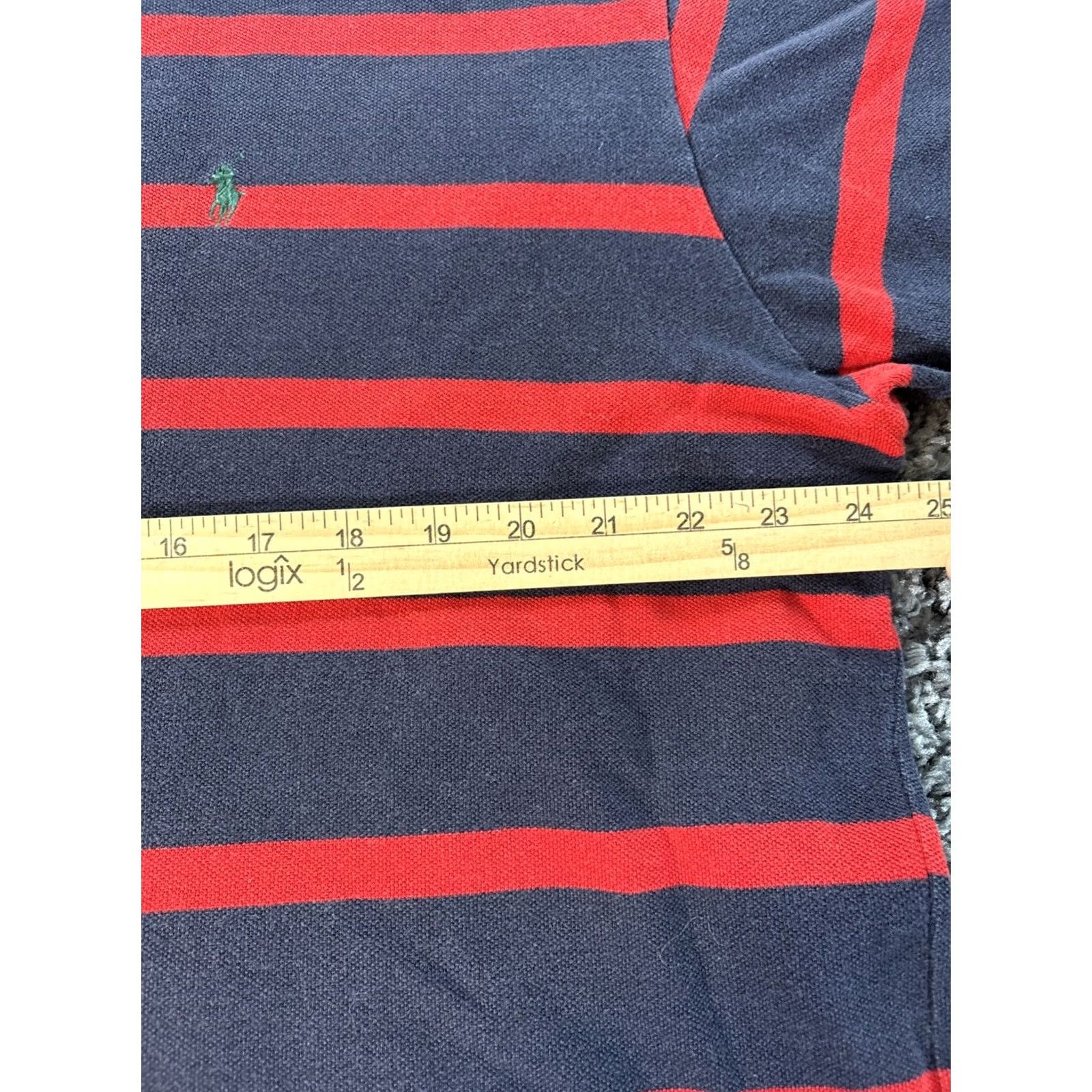 Polo Ralph Lauren VINTAGE Polo Ralph Lauren Polo Shirt Mens 2XL Red/Blue Striped Green Pony Rugby 90s Mens Polo Shirt Size US XXL / EU 58 / 5 - 3 Thumbnail
