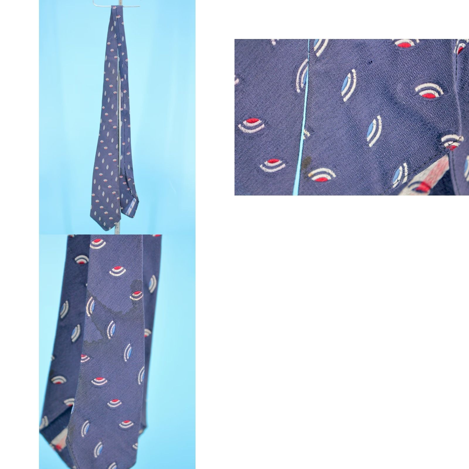 Vintage VTG 1930s Tie Shirt Men Blue Red Neck Tie Vintage 30s Tie Rayon N/A Size ONE SIZE - 8 Thumbnail