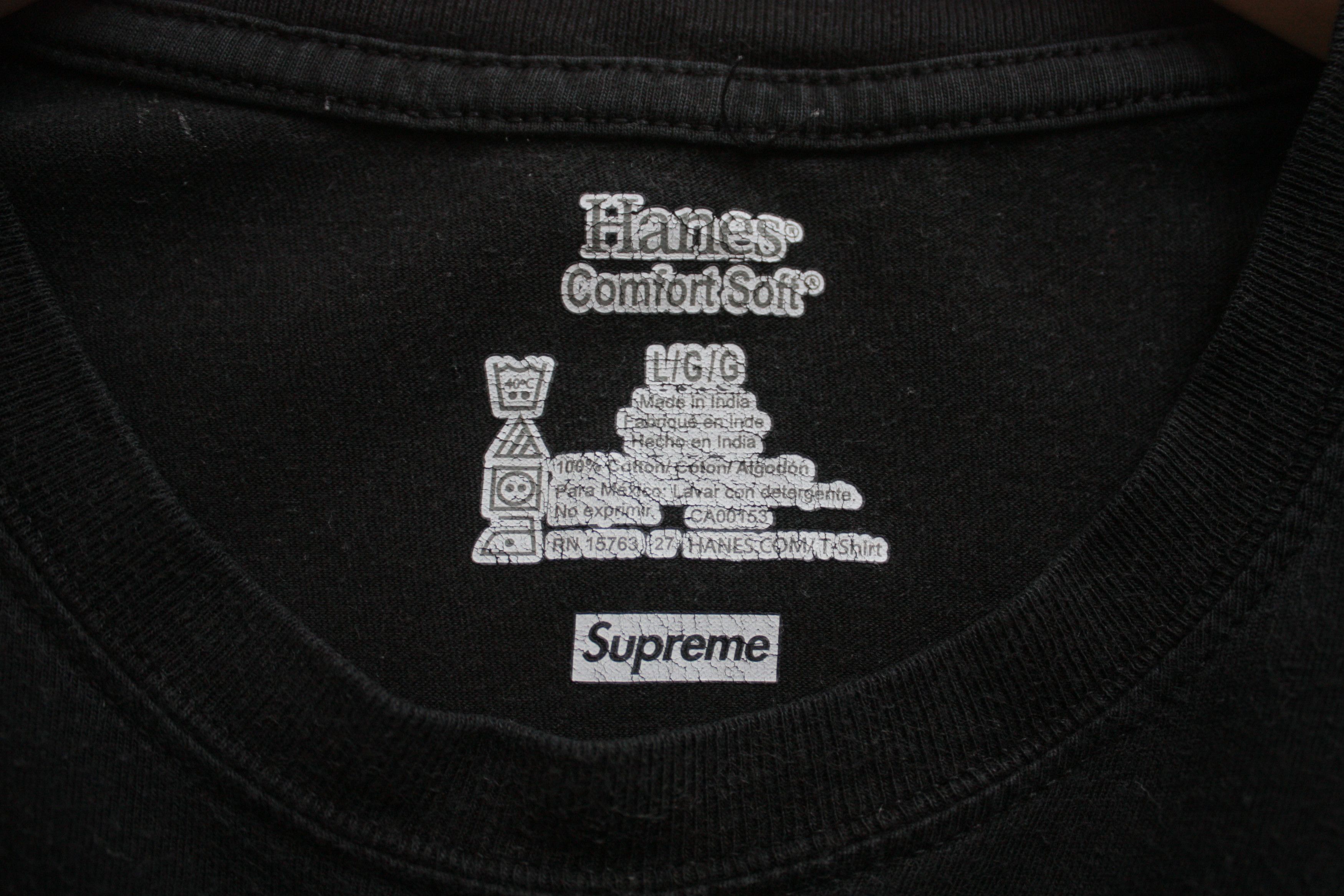 Hanes × Supreme Supreme X Hanes Black Basic Tee Large Size US L / EU 52-54 / 3 - 5 Thumbnail