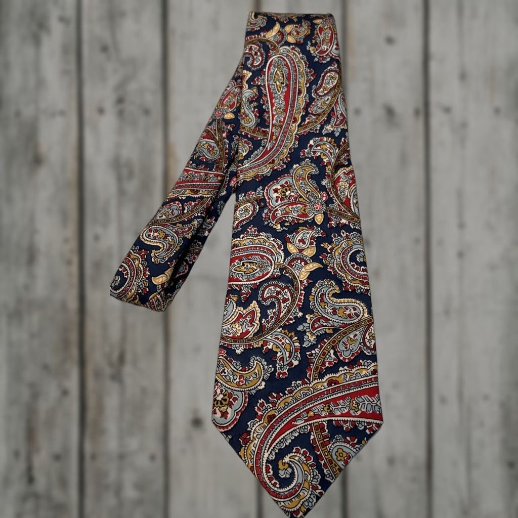 Liberty London VINTAGE Liberty Necktie Paisley Blue Goldwater Silk Tie Men’s England Jacquard 57"-60" Classic Theme Paisley Size ONE SIZE - 1 Thumbnail