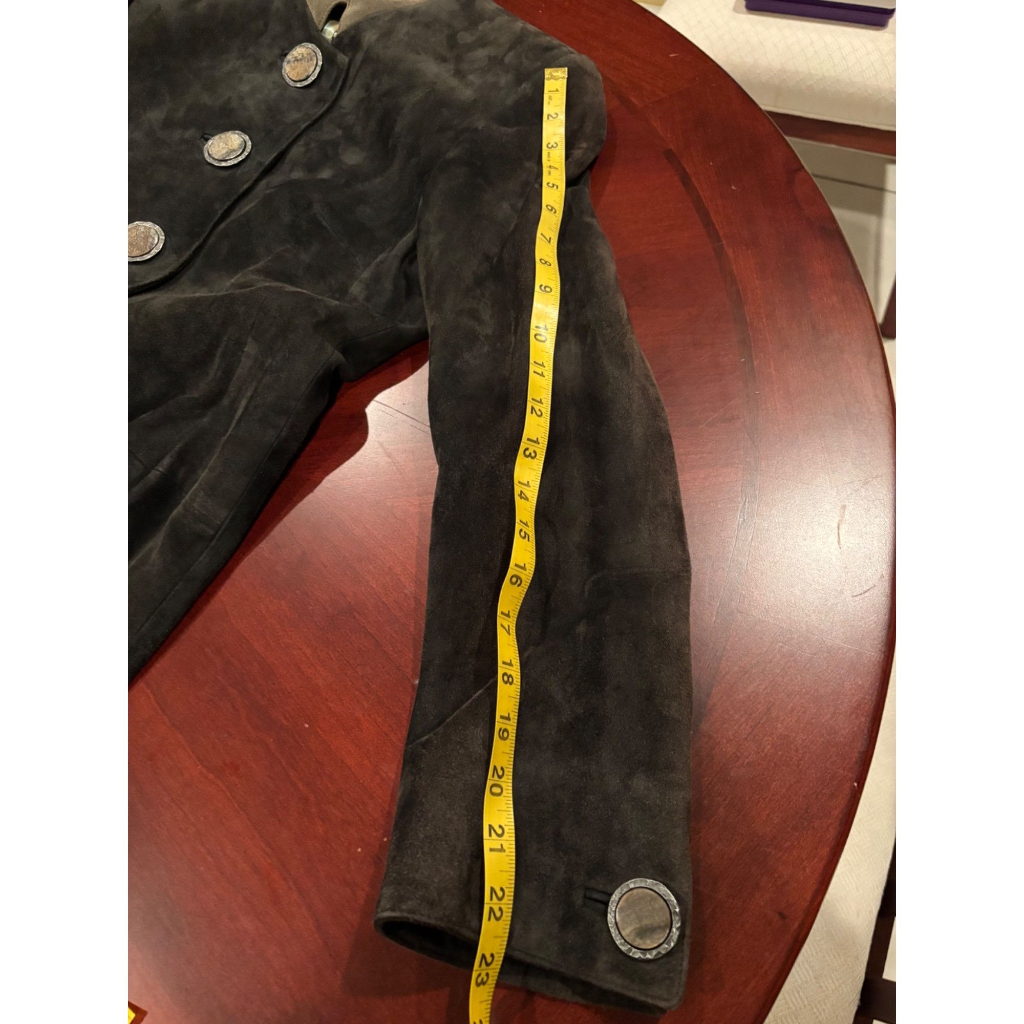 Vintage Admont Vintage Long Olive Green Suede Coat With Large Metal Size M / US 6-8 / IT 42-44 - 11 Thumbnail