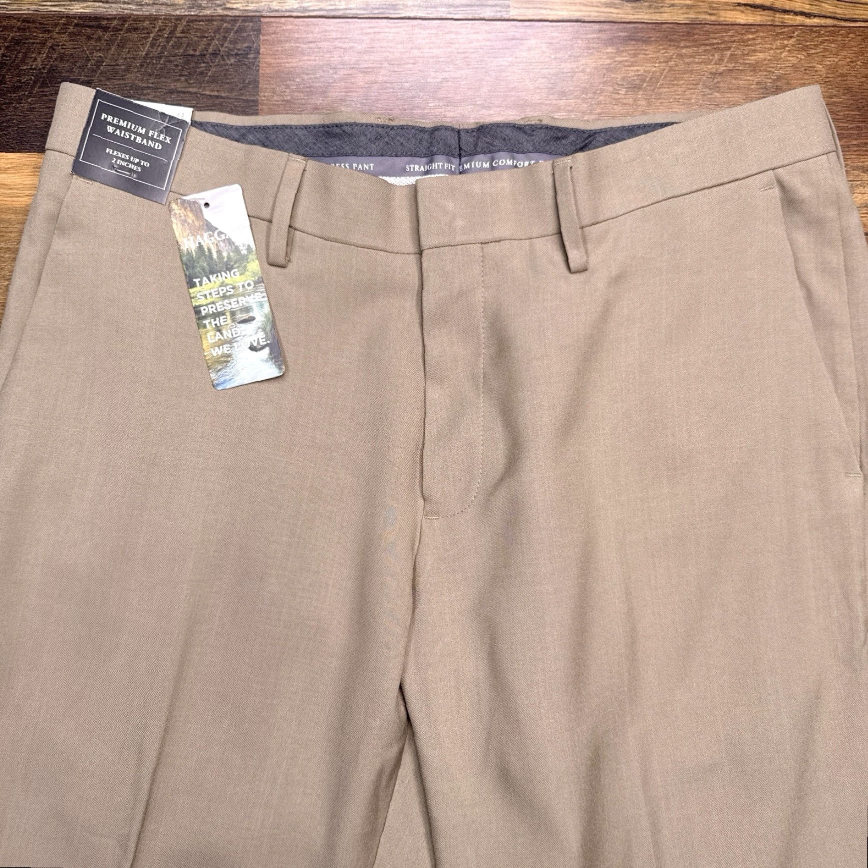 Haggar Haggar Dress Pants Mens 34x29 Khaki Straight Fit New Comfort Zip Pockets Flat Front Classic Modern Size US 34 / EU 50 - 4 Thumbnail