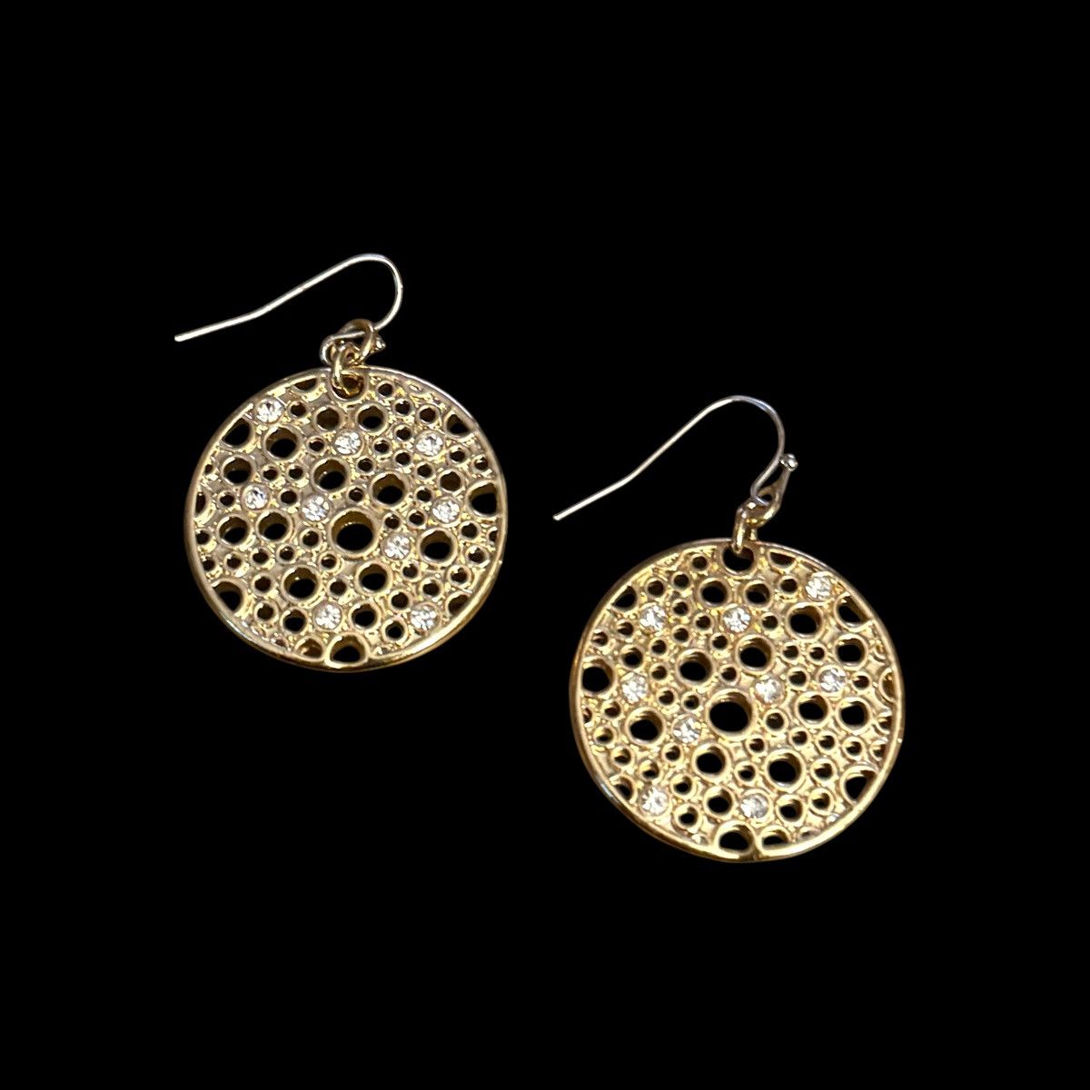 Other Gold tone round filigree rhinestone detail dangle earrings Size ONE SIZE - 1 Thumbnail