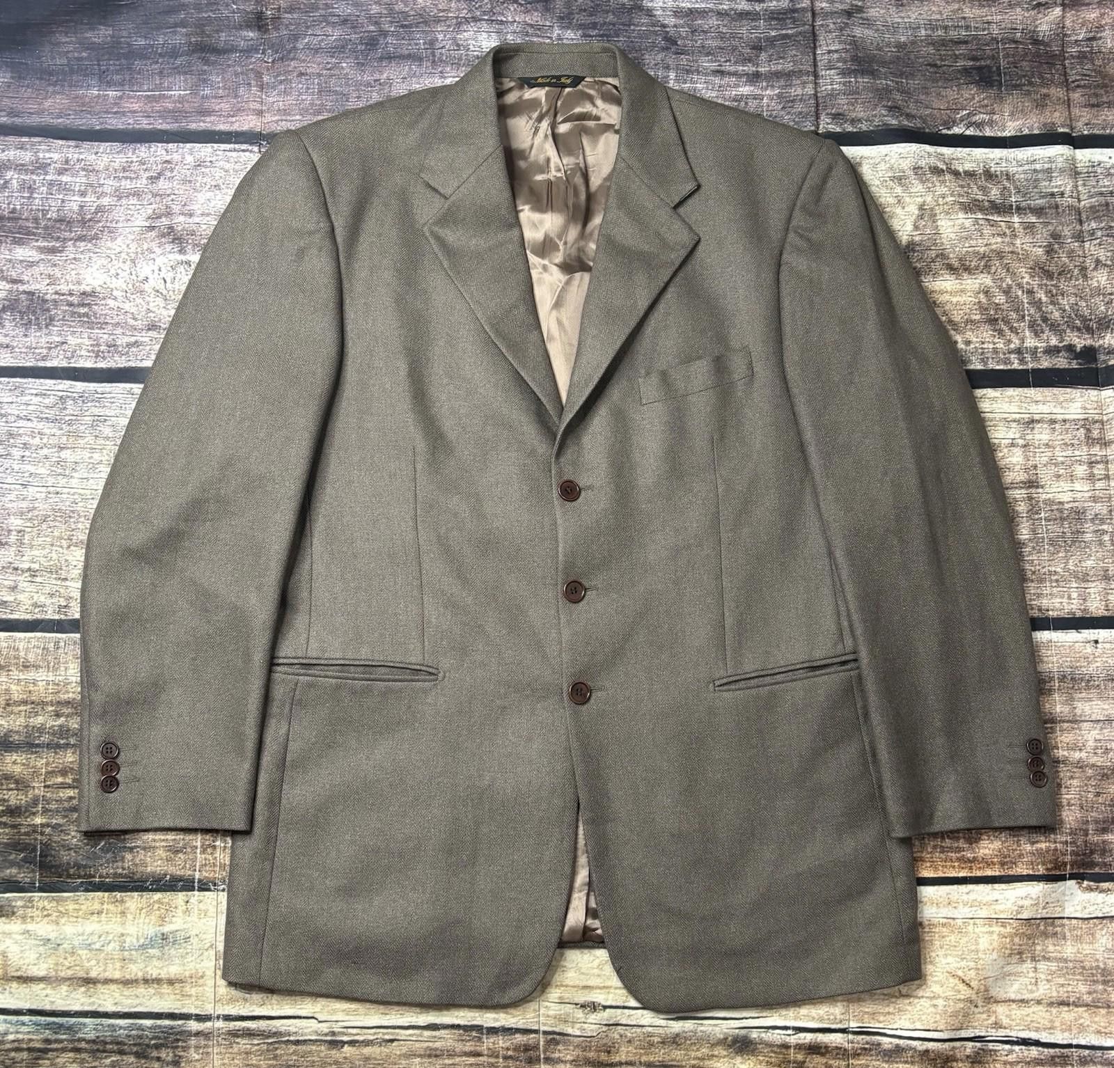 Other Louis Dell Olio Blazer Jacket Mens 44 Cashmere Silk Fishbone Size 44R - 1 Thumbnail