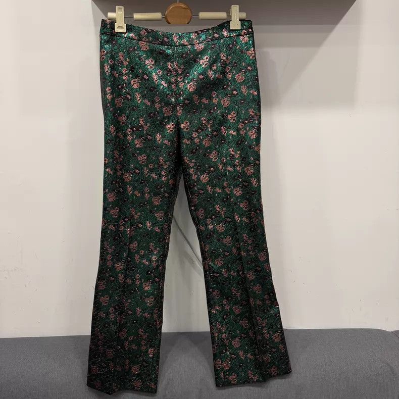 Prada Prada Green embroidered patterned trousers Size US 28 / EU 44 - 1 Thumbnail