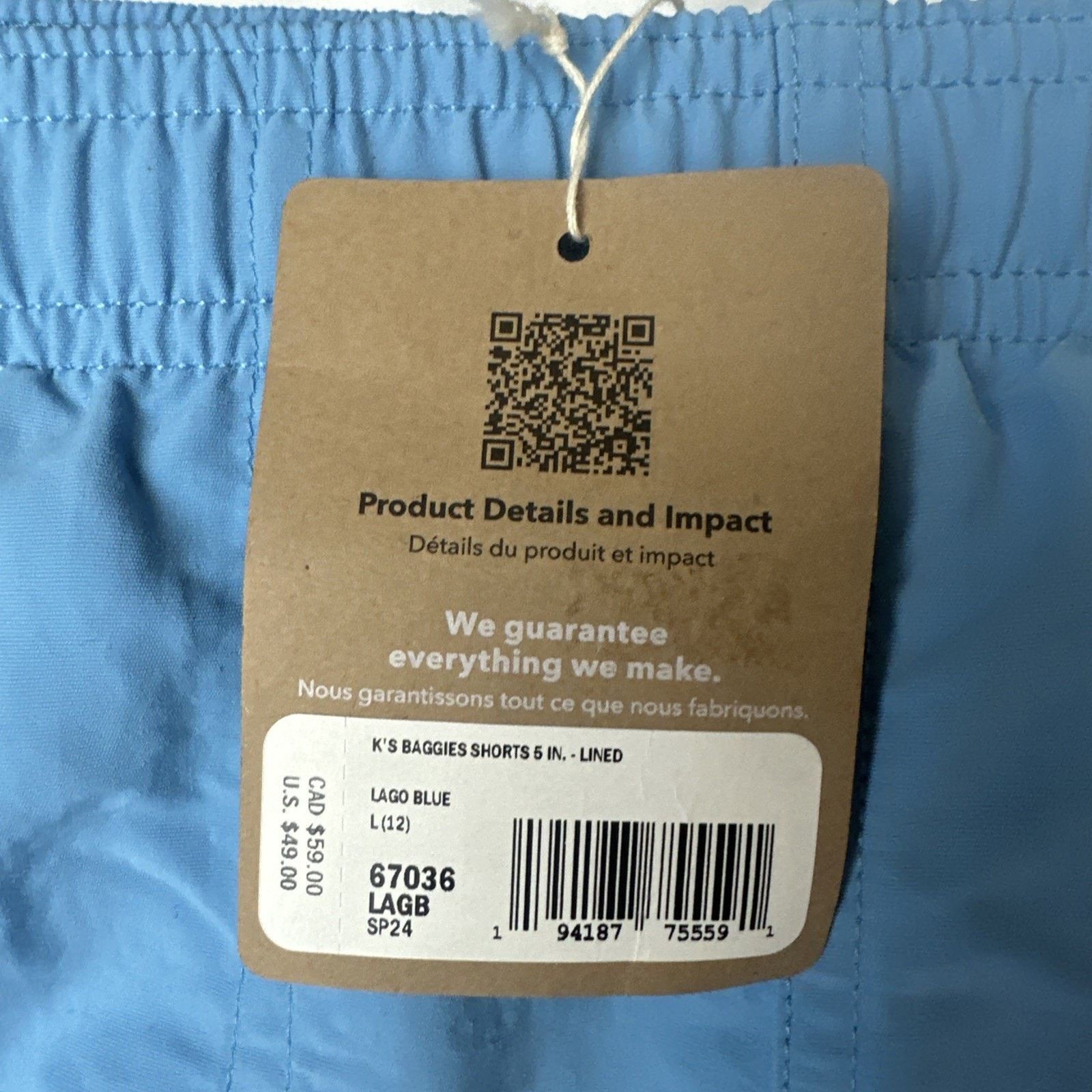 Patagonia Patagonia Kids' Size Large Baggies 5" Shorts - Lined Size US 34 / EU 50 - 4 Thumbnail
