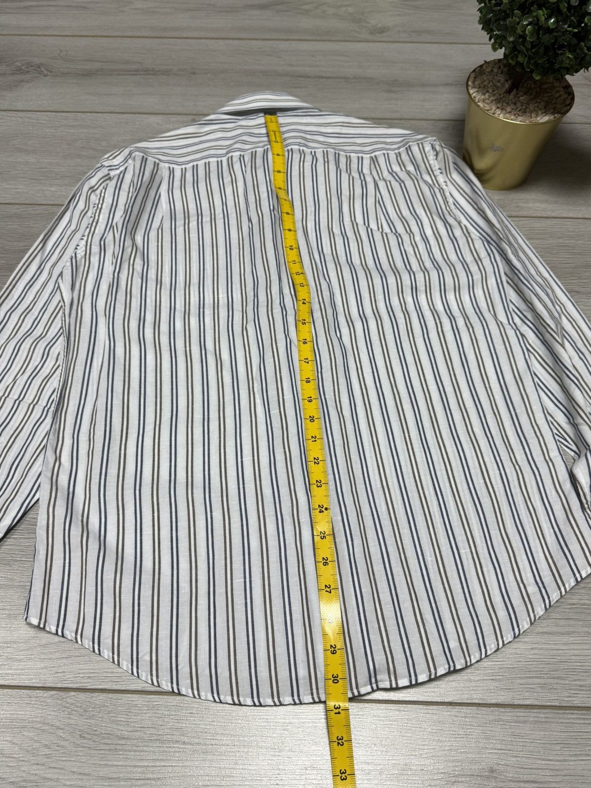Balmain Balmain linen shirt buttons up pocket B logo striped Size US M / EU 48-50 / 2 - 7 Thumbnail