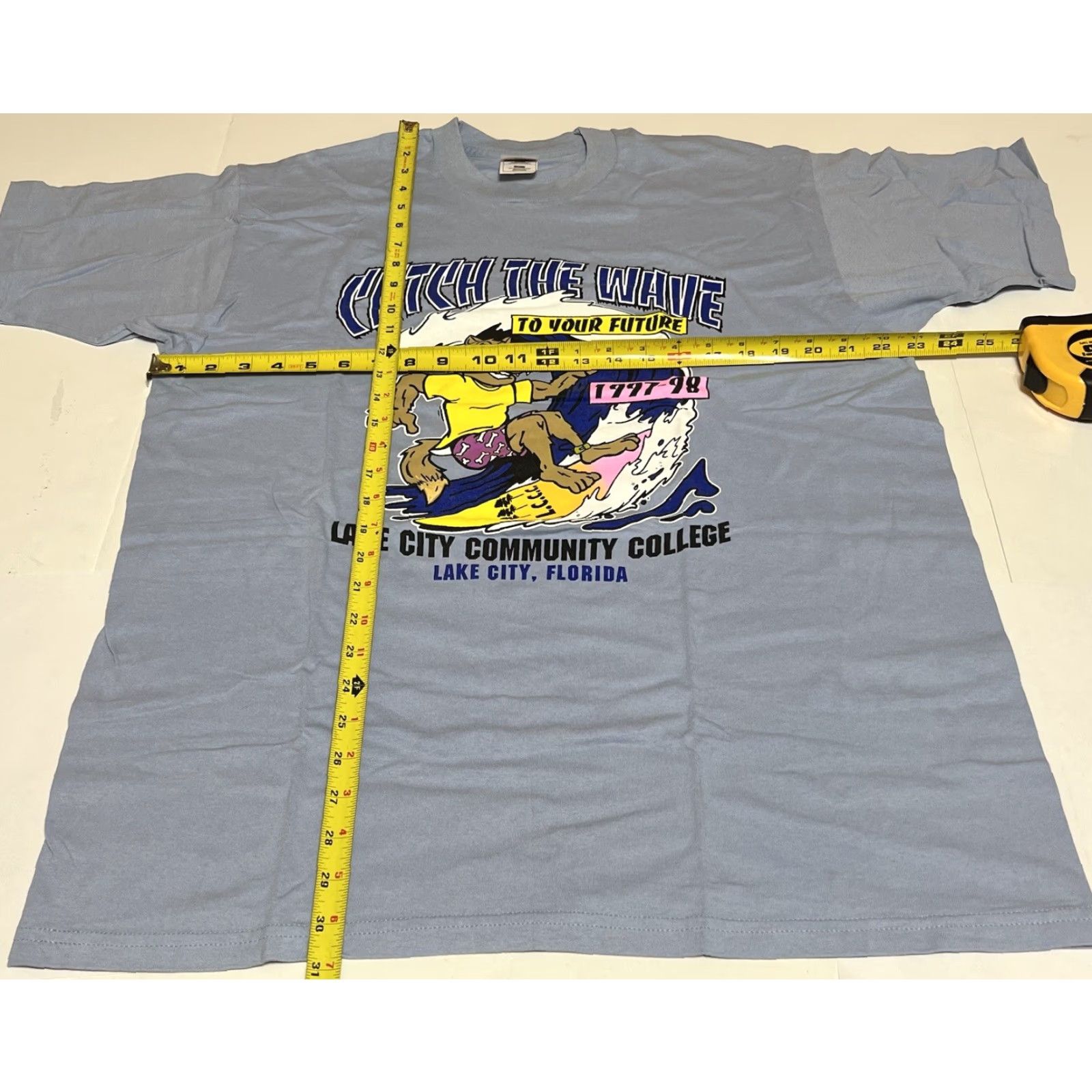 Fruit Of The Loom VINTAGE Lake City FL Community College Men’s T Shirt XL Catch The Wave Size US XL / EU 56 / 4 - 4 Thumbnail
