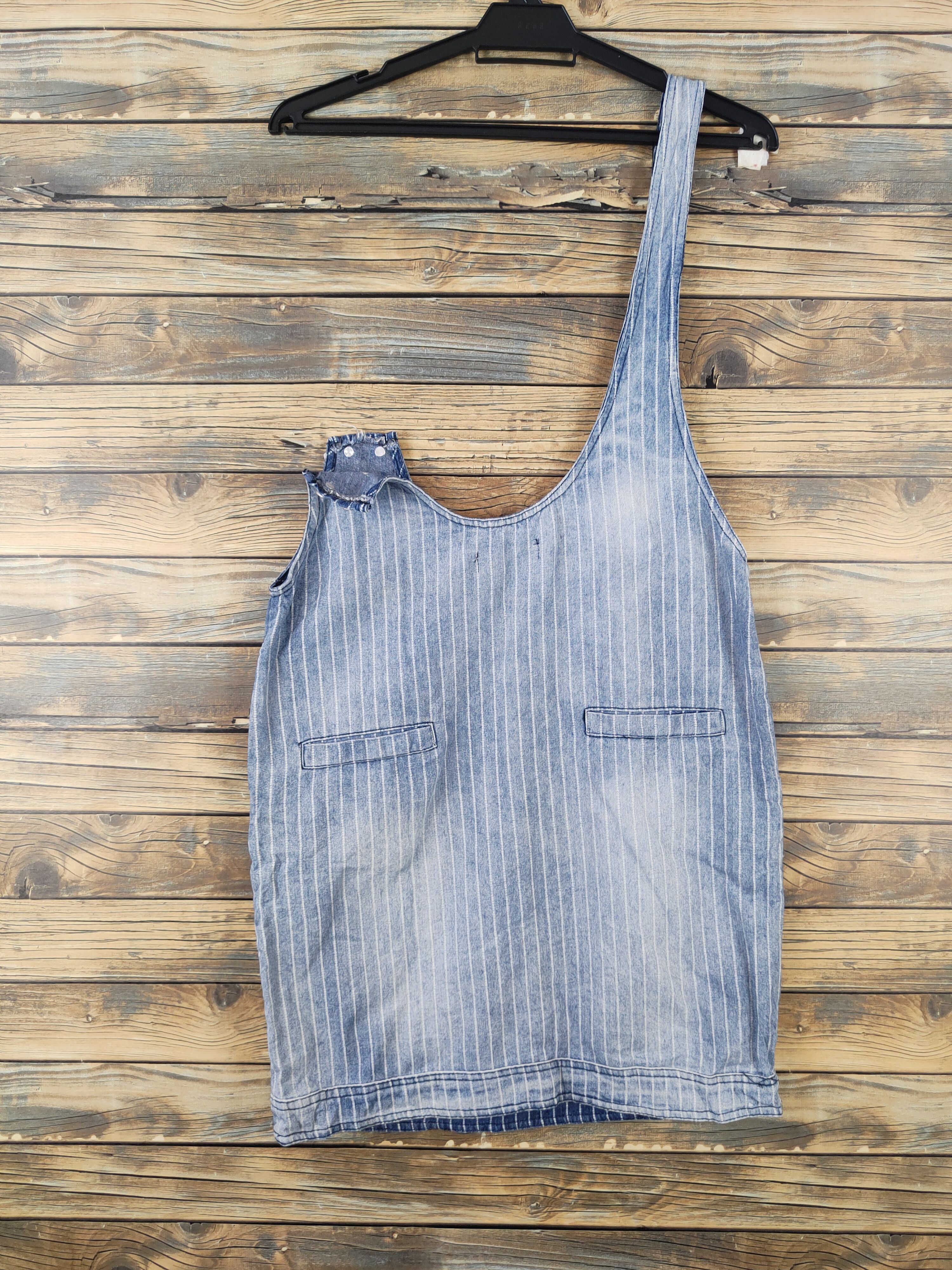 Japanese Brand × Vintage Vintage item 🔥Ief Blue Denim Half Shoulder Skirt Jumpsuits Size 37" - 6 Thumbnail