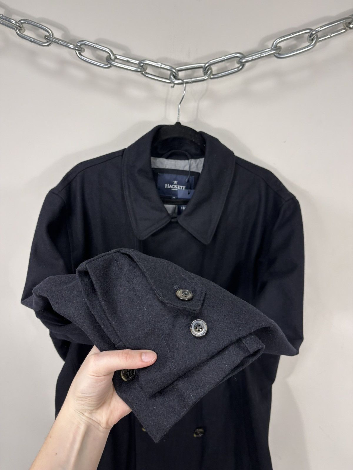 Hackett Hackett London NWT Men’s Navy Blue Double Breasted Wool Coat Size US XL / EU 56 / 4 - 9 Thumbnail