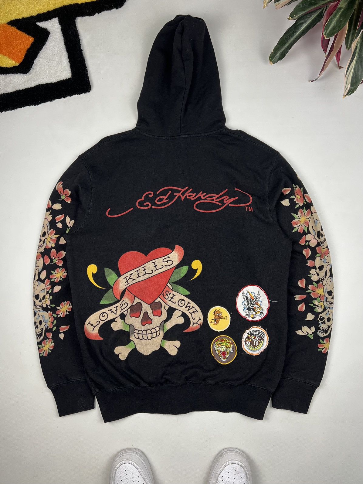 Christian Audigier Ed hardy zip up hoodie y2k very big logo rare skull