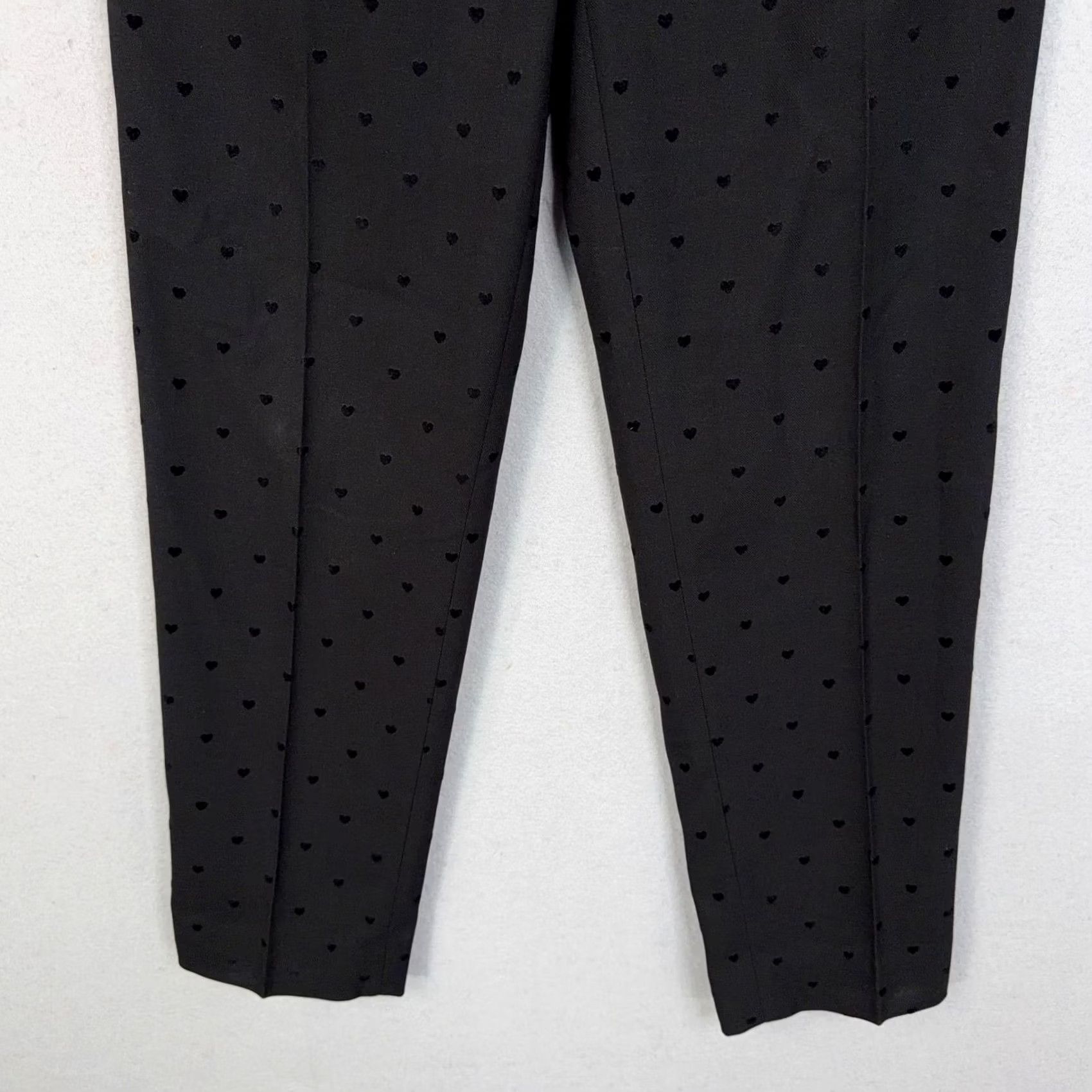 Talbots Talbots Pants Womens 2 Black Hampshire Ankle Heart Print Tapered Twill Stretch Size 26" / US 2 / IT 38 - 3 Thumbnail