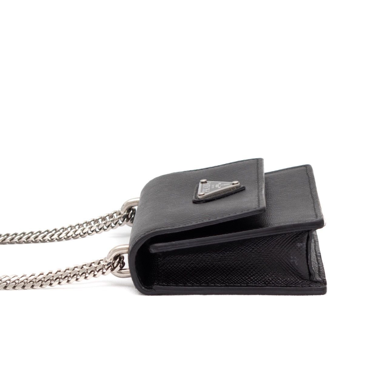 Prada 1.5k.$ PRADA Black Triangle Logo Mini Bag Chain Card Case Size ONE SIZE - 6 Thumbnail