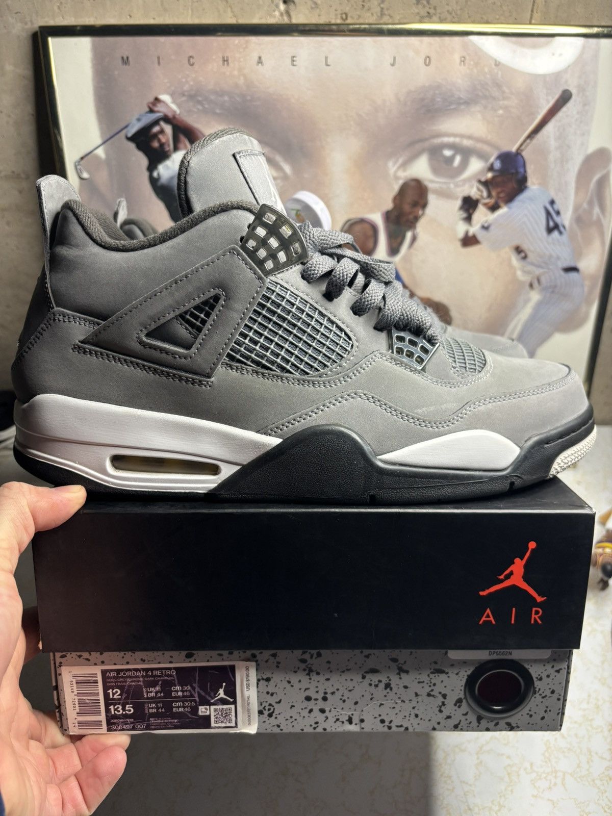Jordan Brand Jordan Retro 4 ‘cool grey’ Size US 12 / EU 45 - 1 Thumbnail