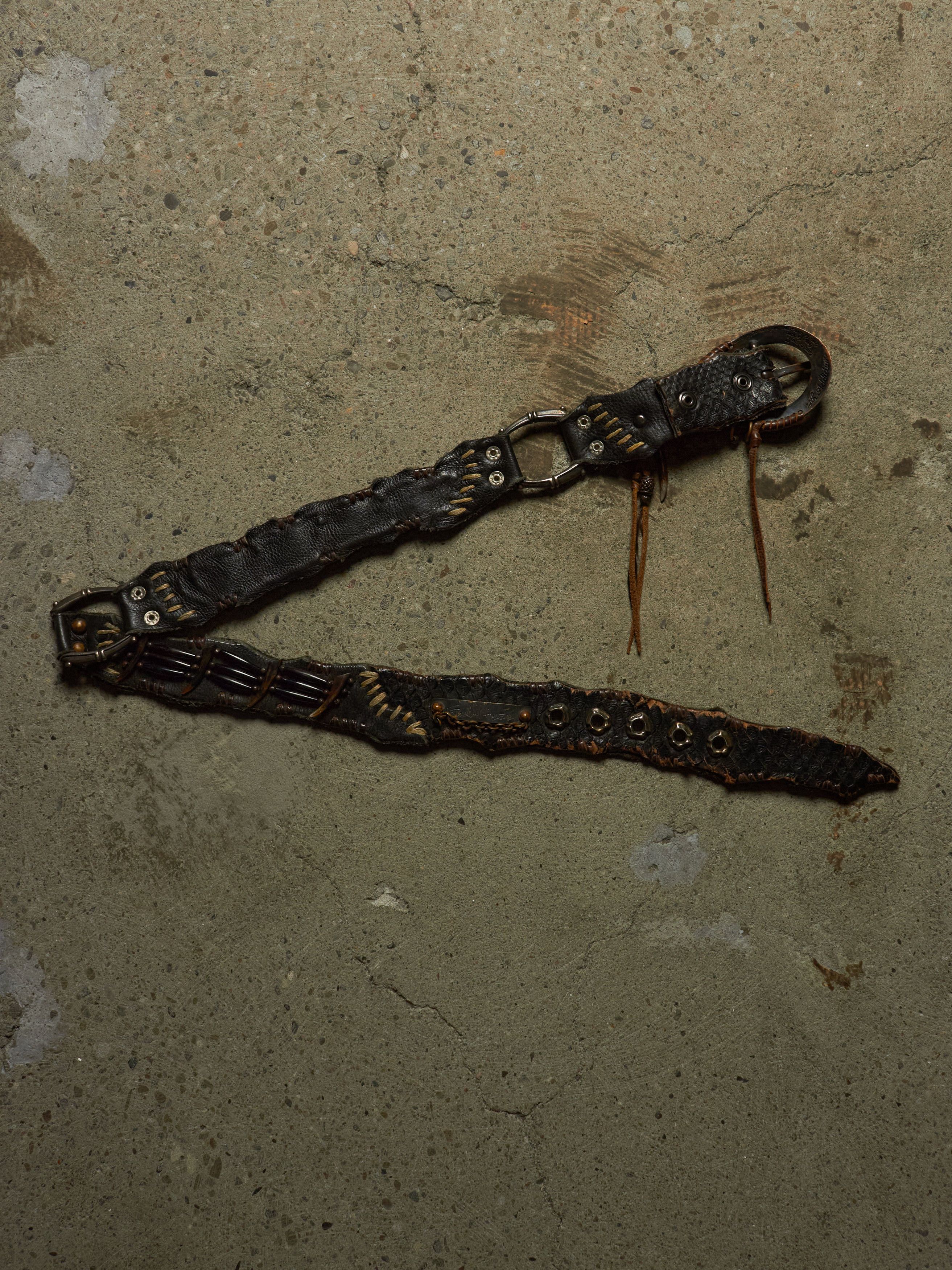 14th Addiction PYTHON LEATHER HORSESHOE BULLET HOLE BELT Size ONE SIZE - 4 Thumbnail