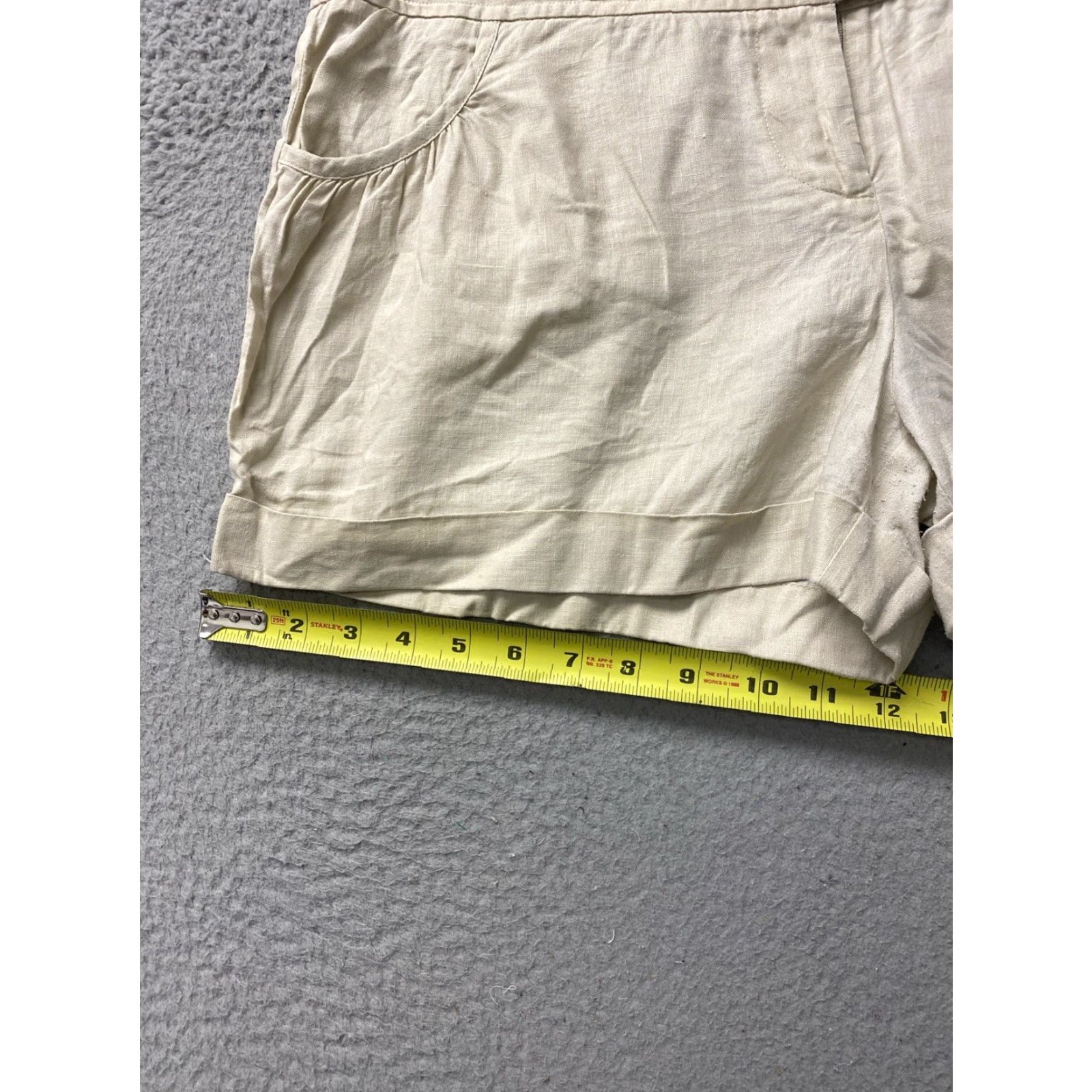 Vintage VINTAGE Gianni Bini Women's Shorts Khaki Linen Spring 12 Tan Boyfriend Low Rise 4 Inseam Size 34" / US 12 / IT 48 - 5 Thumbnail